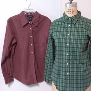 Women's stretch button up qty 2 shirts